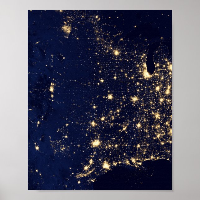 Nasa-ljus från rymden USA Poster (Framsidan)