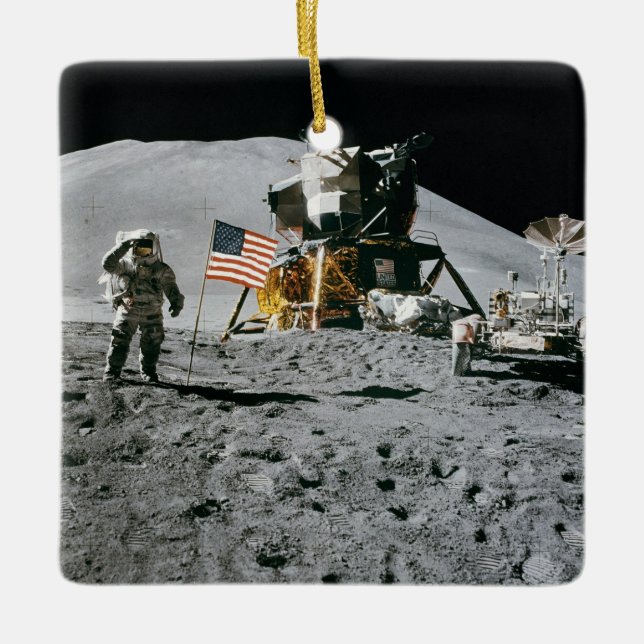 Nasa-måne som landar Apollo 15 den Lunar enheten Julgransprydnad Keramik (Framsida)