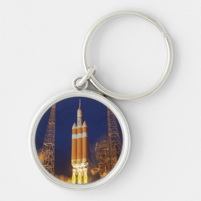 NASA Orion Spacecraft Rocket Launch Rund Silverfärgad Nyckelring (Framsidan)