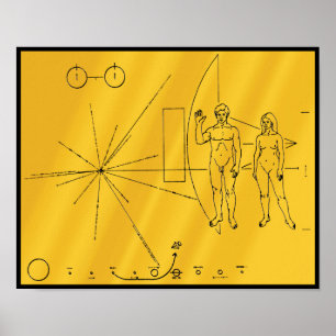 NASA Pioneer 10 rymdsond Guldplakett Affisch