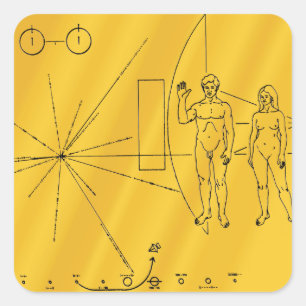 NASA Pioneer 10 rymdsond Guldplakett Fyrkantigt Klistermärke