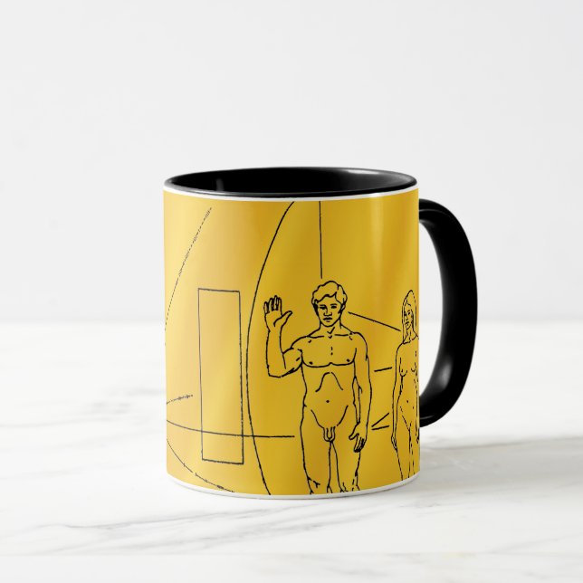 NASA Pioneer 10 rymdsond Guldplakett Mugg (Framsida höger)
