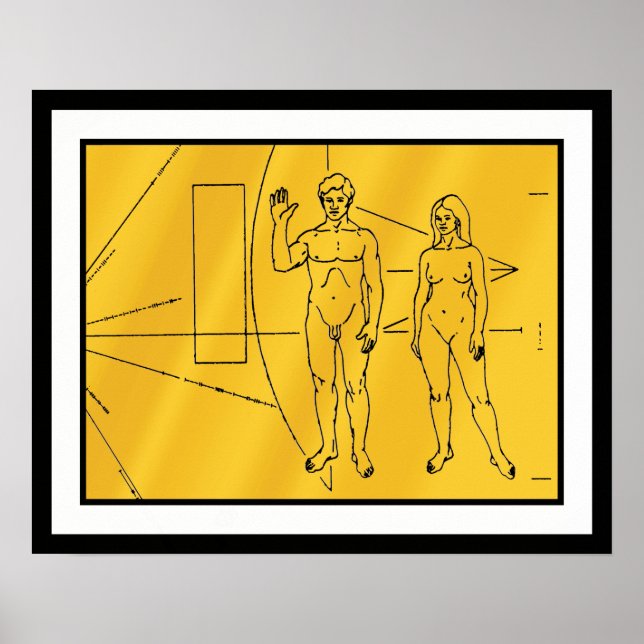 NASA Pioneer 10 rymdsond Guldplakett Poster (Framsidan)