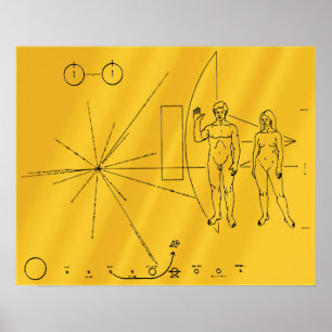 NASA Pioneer 10 rymdsond Guldplakett Poster