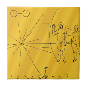 NASA Pioneer 10 Space Probe Guld Plaque Kakelplatta