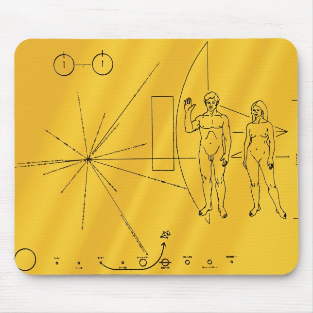NASA Pioneer 10 Space Probe Guld Plaque Musmatta (Framsidan)