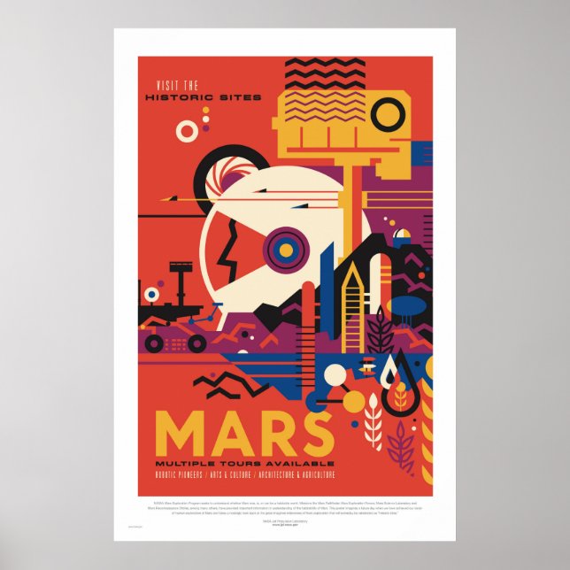 NASA - Retro Mars Tour Travel Poster (Framsidan)