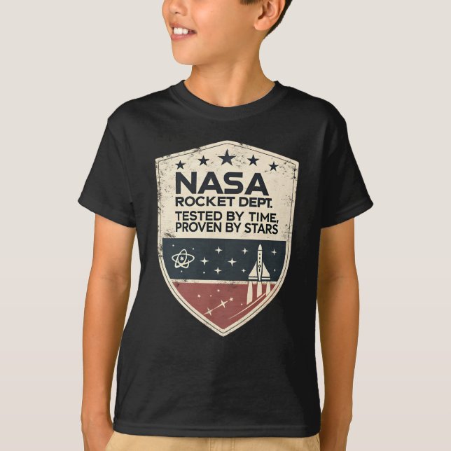 NASA Rocket Dept Testat av tid Bevisat av stjärnor T Shirt (Framsida)