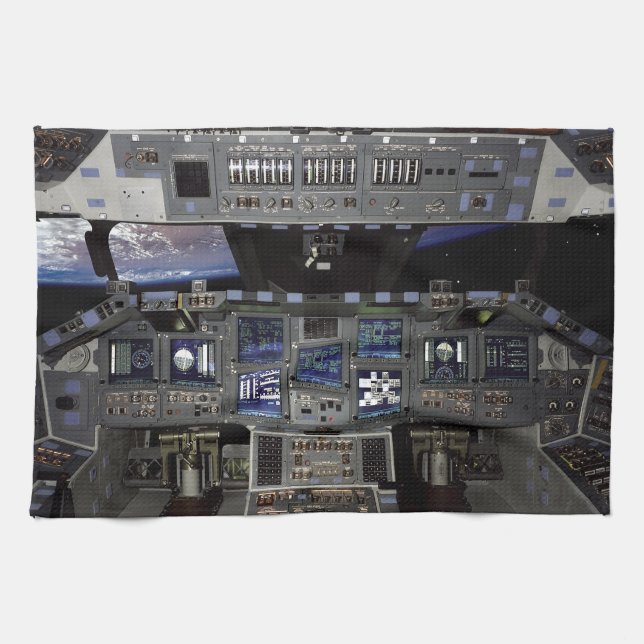 NASA Rymdfärja Cockpit Jordens omloppsbana Fönster Kökshandduk (Horisontell)