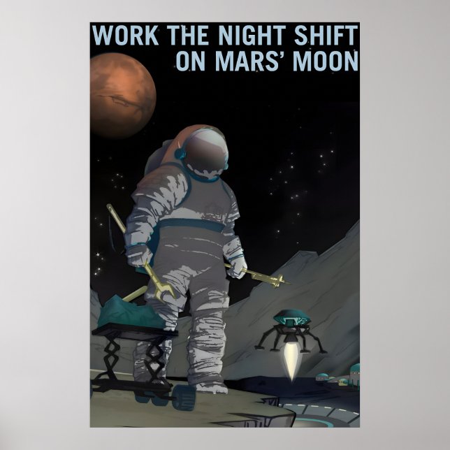 NASA Rymdutforskning Arbetar Nattpasset på Poster (Framsidan)