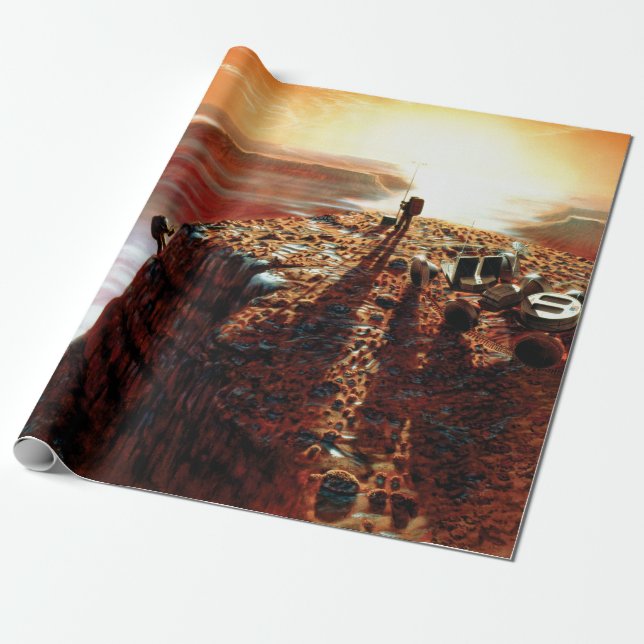 NASA:s första resa till planeten Mars konstnärlig  Presentpapper (Utrullad)