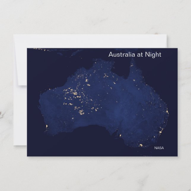NASA Satellite Image Australien på natten Kort (Framsida)