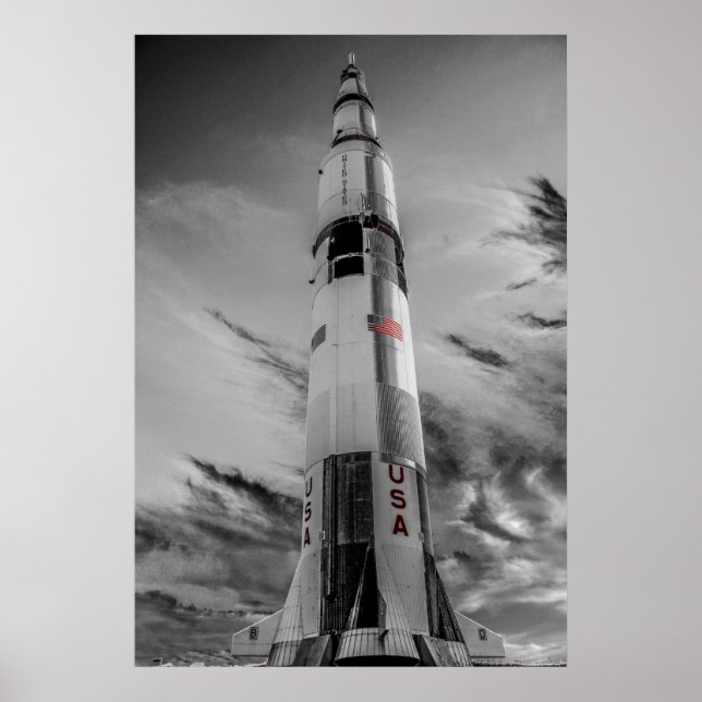 NASA Saturn V - USA Färg Stänk Poster (Framsidan)
