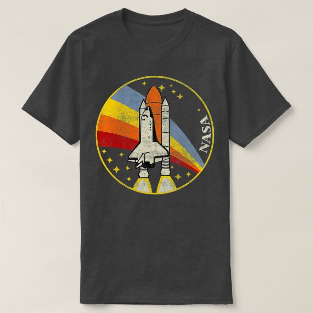 NASA Shuttle Launch Into Rainbow T Shirt (Design framsida)