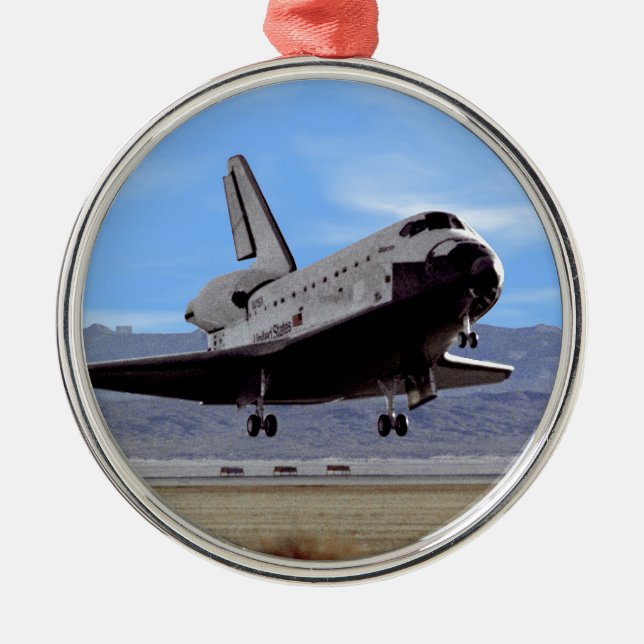 NASA Space Shuttle Atlantis Landing Edwards AFB Julgransprydnad Metall (Framsidan)
