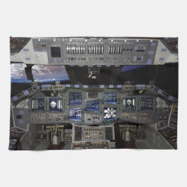 NASA Space Shuttle Cockpit Earth Orbit Window View Kökshandduk