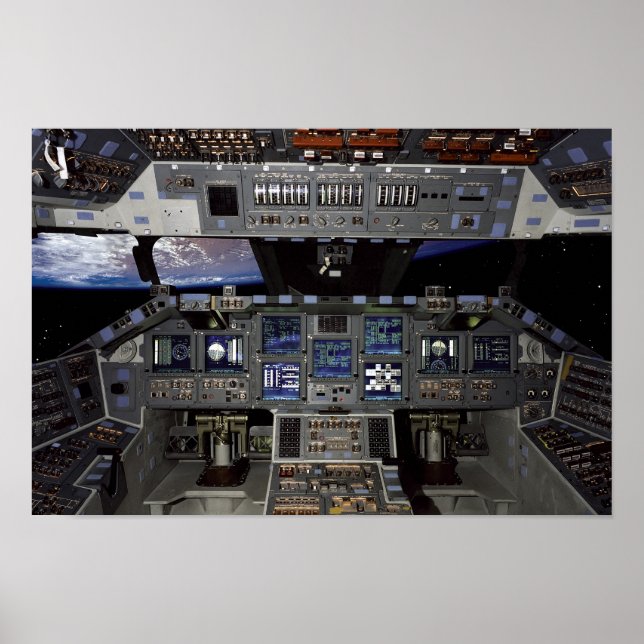 NASA Space Shuttle Cockpit Earth Orbit Window View Poster (Framsidan)