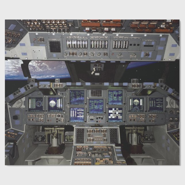 NASA Space Shuttle Cockpit Jordens omloppsbana fön Presentpapper (Platt)