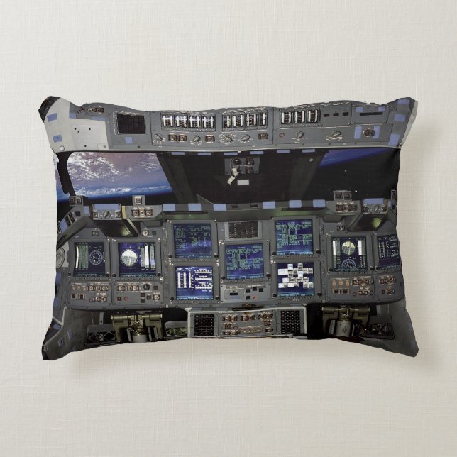 NASA Space Shuttle Cockpit Jordens omloppsbana fön Prydnadskudde (Framsidan)