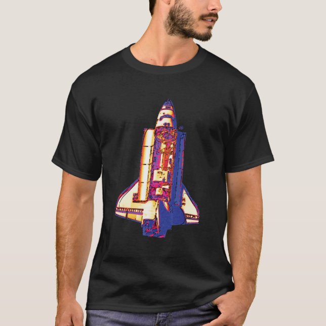NASA Space Shuttle Discovery sedd från Mir Pop Art T-shirt (Framsida)