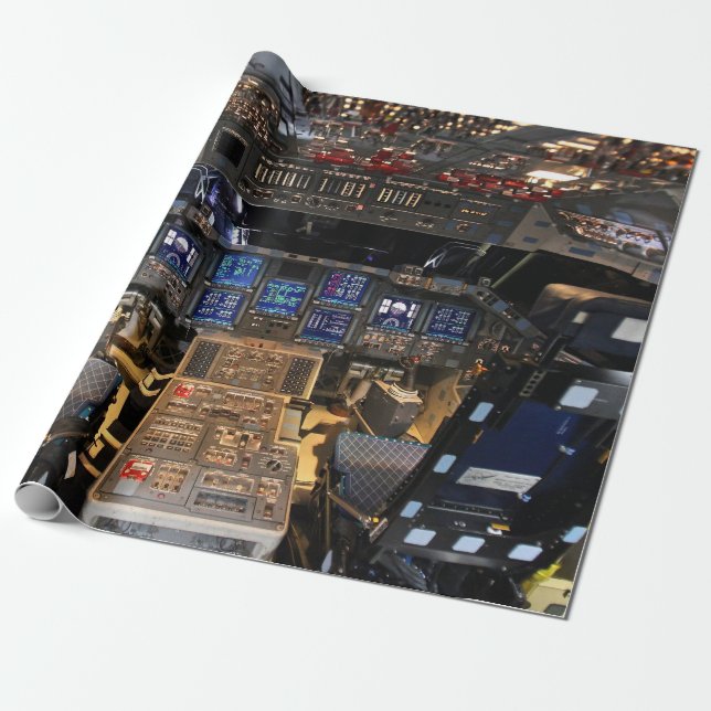 NASA Space Shuttle Endeavour Flygdäck Cockpit Presentpapper (Utrullad)