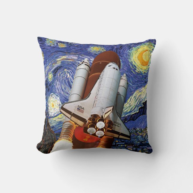 NASA Space Shuttle-uppskjutning Van Gogh Stjärnkvä Kudde (Framsida)