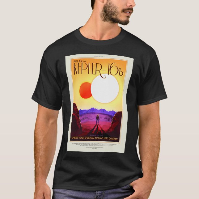 Nasa Space Tourism Poster Kepler 16B T Shirt (Framsida)