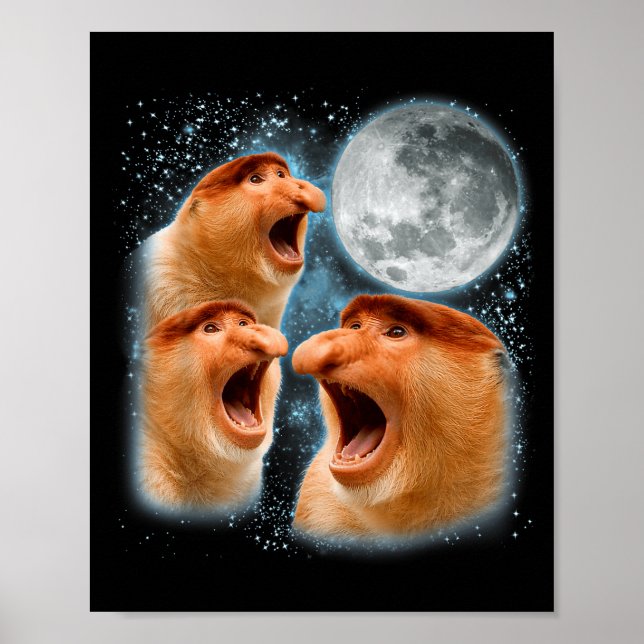 Näsapa älskare galax måne vilda djur djur poster (Framsidan)