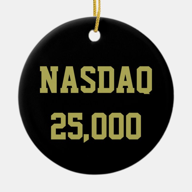 NASDAQ 25000 Börsfirande Julgransprydnad Keramik (Framsidan)