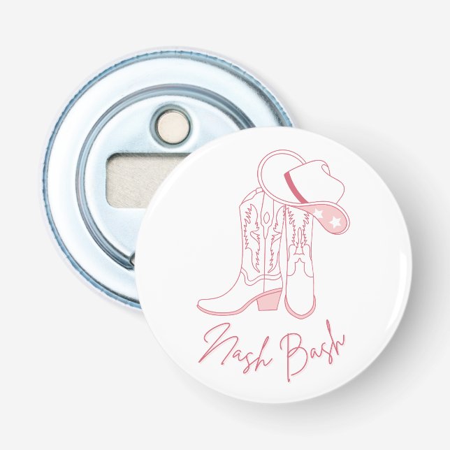 Nash Bach Bachelorette-design | Rosa cowboystövlar Flasköppnare (Framsidan)