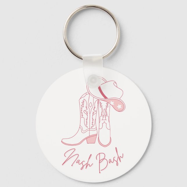 Nash Bach Bachelorette-design | Rosa cowboystövlar Nyckelring (Framsida)