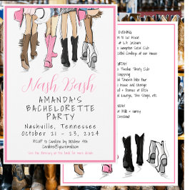 Nash Bash Bachelorette Mode Helg Itinerary Inbjudningar