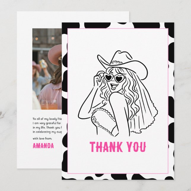 Nash Bash Cowgirl Brud Nashville Möhippa Tack Kort (Fram/baksida)