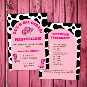 Nash Bash Cowgirl Rosa Bachelorette Girls Helg Inbjudningar