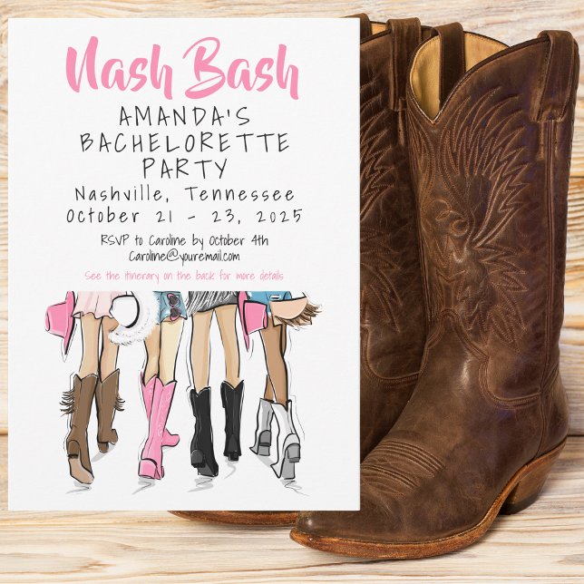 Nash Bash Sängkammarparty / Cowgirl Brud Tribe Inbjudningar (Skapare uppladdad)