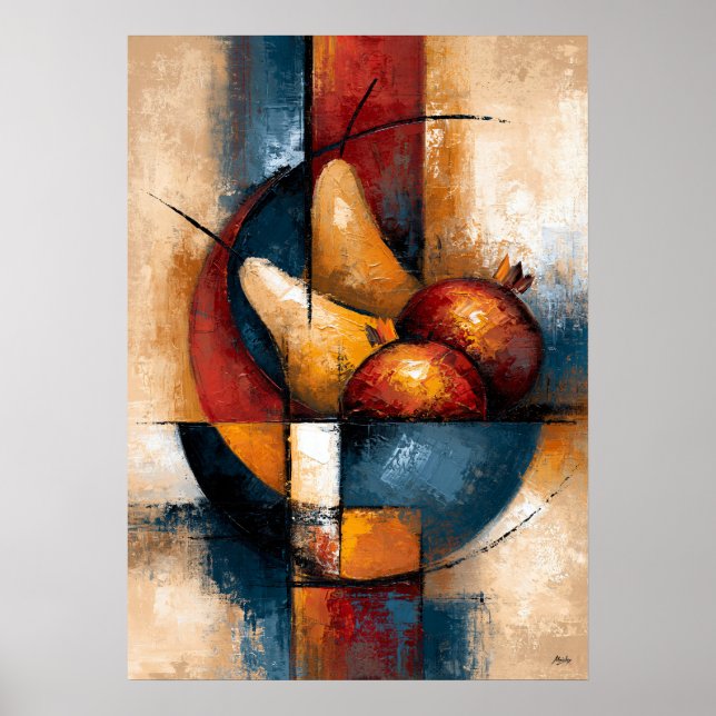 Nashi Zakuro Abstrakt fruktskål med päron  Poster (Framsidan)