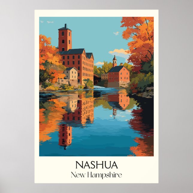 Nashua New Hampshire Fabriksstad Poster (Framsidan)