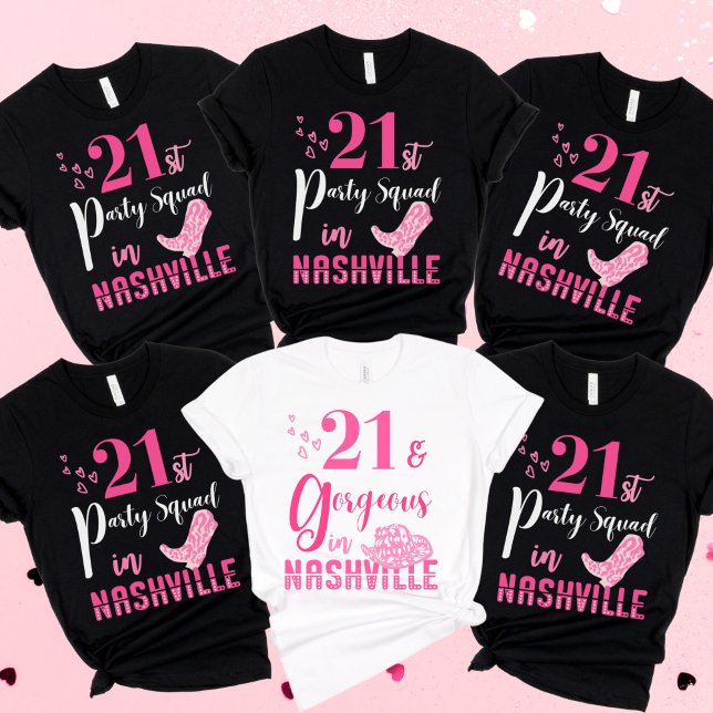 Nashville 21:a besättningsmedlemmen Birthday Girl T Shirt (Nashville 21st Birthday Squad)