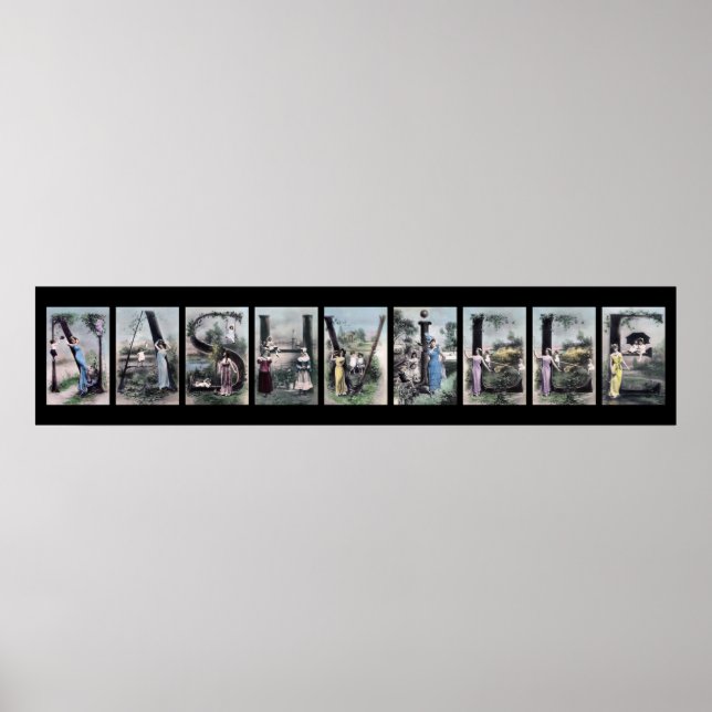 NASHVILLE Alphabet Brev Namn Art Poster (Framsidan)