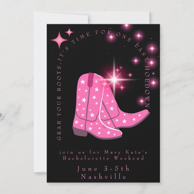 Nashville Bachelorette Helg Inbjudan och närmare u (Framsida)