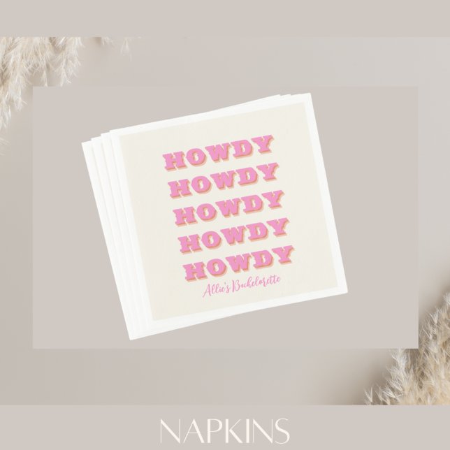 Nashville Bachelorette Howdy Rosa Party Napkins Pappersservett (Skapare uppladdad)