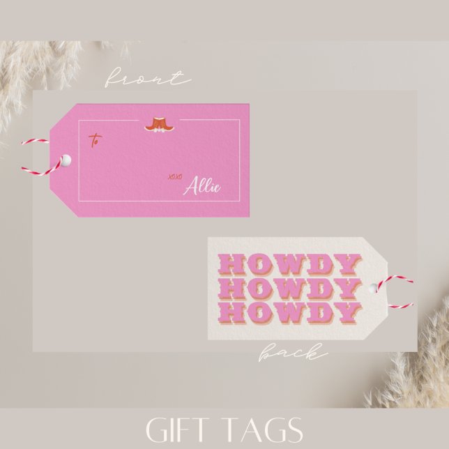 Nashville Bachelorette Party Rosa Howdy Gift Märkr Presentetikett (Skapare uppladdad)