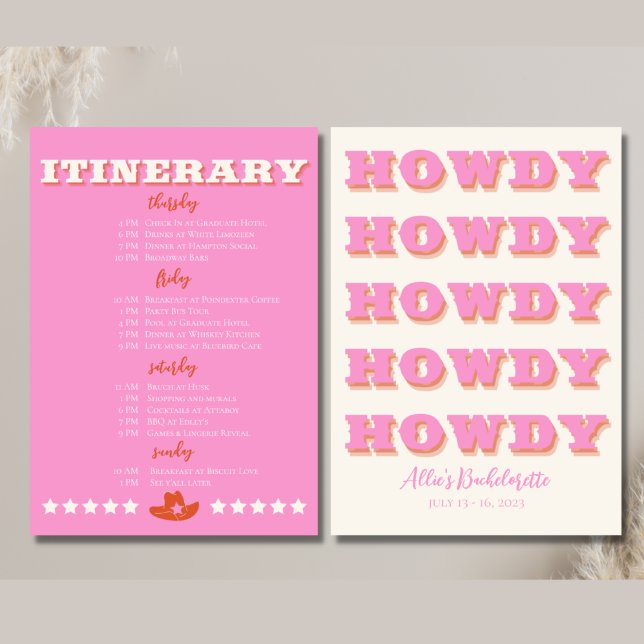 Nashville Bachelorette Party Rosa Itinerary Meddelande (Skapare uppladdad)