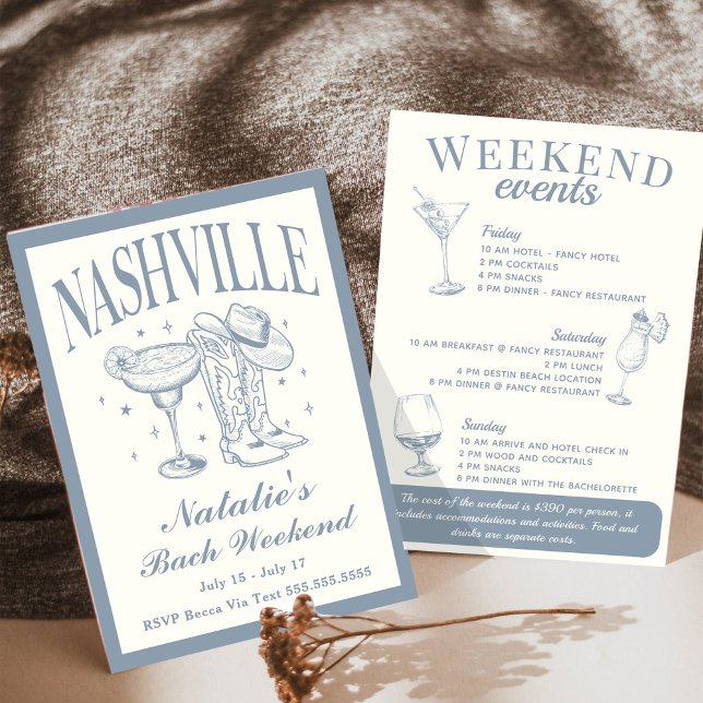 Nashville Bachelorette Rodeo Cocktail Itinerary Inbjudningar (Skapare uppladdad)