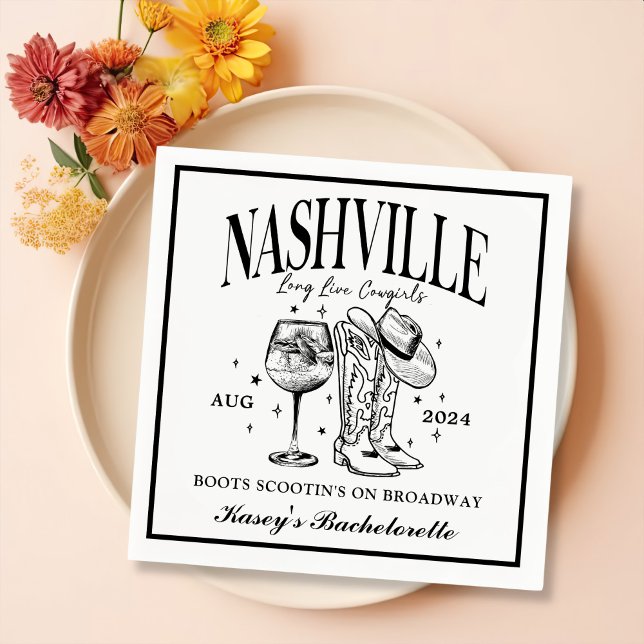 Nashville Bachelorette Rodeo Cocktail Pappersservett (Skapare uppladdad)