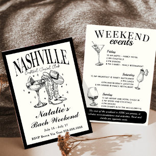 Nashville Bachelorette Social Cocktail Itinerary Inbjudningar