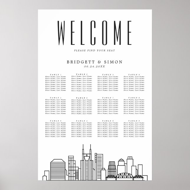 Nashville Bröllop | 12 Bord-sätesdiagram Poster (Framsidan)
