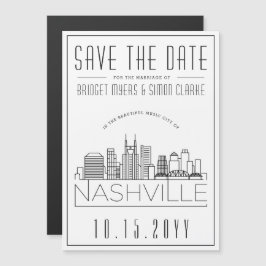 Nashville Bröllop | Stilisad Stadssiluett Spara Da Magnetisk Inbjudningskort