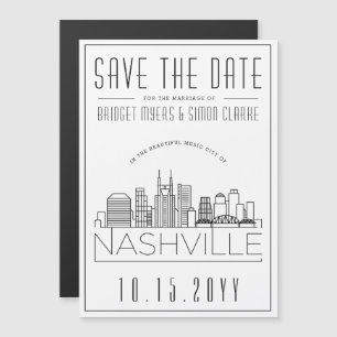 Nashville Bröllop Stilisad Stadssiluett Spara Da Magnetisk Inbjudningskort
