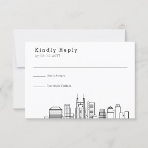 Nashville Bröllop Stylized Skyline OSA Kort